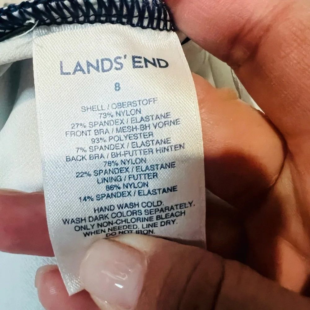 Lands' End Blue and Green Floral tankini  Top 8